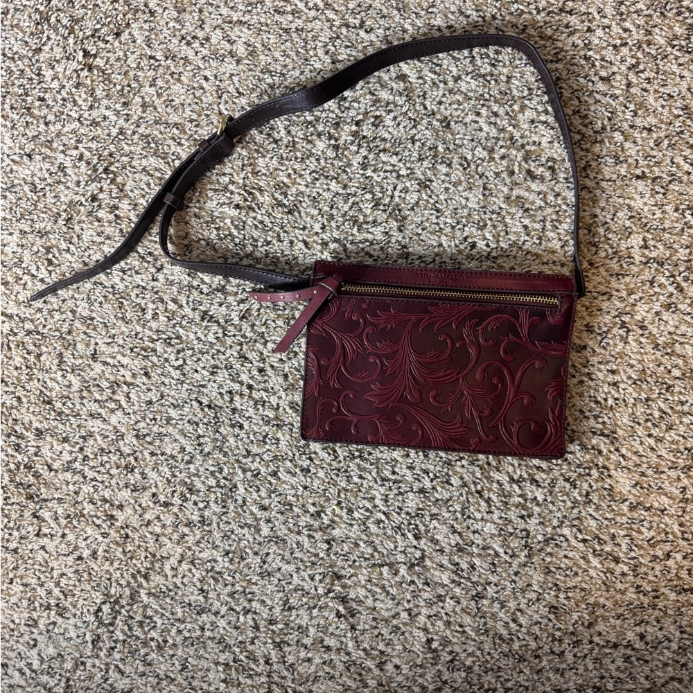 Tignanello clutch/ belt bag Red Brown Leather